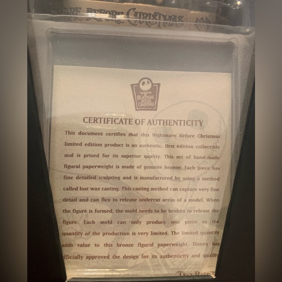 Nightmare Before Christmas Jack & Sally Bronze Paperweight Limited Edition - Picture 5 of 7